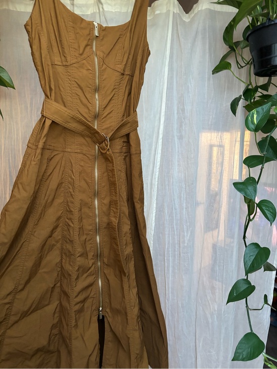 Anthropologie Dresses & Skirts - Anthropologie Brown Zip-Front Belted Midi Dress